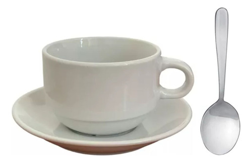 Juego De Tazas De Té 200cc Porcelana + Platillos + Cucharas