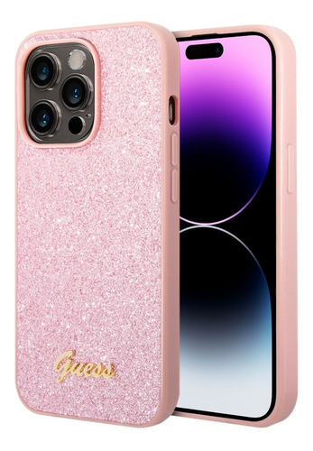 Funda Guess Glitter Flakes Compatible Con iPhone 14 Pro Max Color Rosa Claro