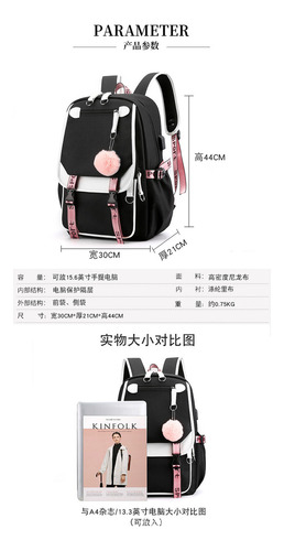 Mochila Escolar De Ocio Multifuncional Con Interfaz Usb Impr
