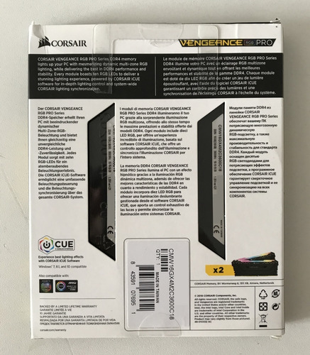 Imagem 6 de 6 de Memória Ram Vengeance Rgb Pro 16gb 2x8gb Corsair 3600mhz