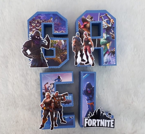 Letras 3d Fortnite Cumpleaños Candy Bar Decoracion X4 Letras