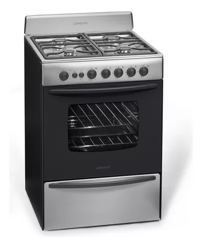 Cocina A Gas Longvie 13601xf 60cm Inox Cajón Parrilla