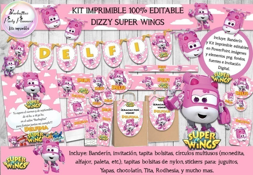 Kit Imprimible Candy Bar Dizzy Super Wings 100% Editable