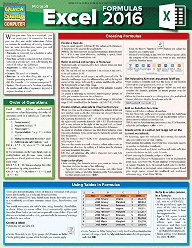 Excel 2016 Formulas (quick Study Computer)