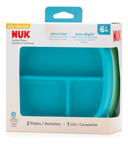 Kit 2 Pratos Infantil Com Divisória Tampa E Ventosa - Nuk