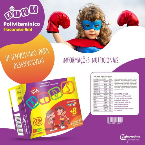 Vita Kids Flaconetes 30 Doses Vitaminas E Minerais Criança