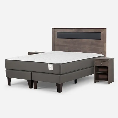 Cama Europea New Style 2 Plus 2 Plazas Bd+set Muebles Gris