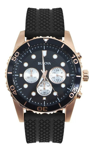 Reloj Bulova Sport 98a298 Original Para Hombre Time Square Color de la correa Negro Color del bisel Negro Color del fondo Negro