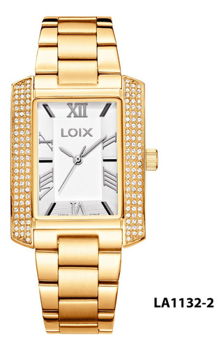 Reloj Mujer Loix® La1132-2 Dorado Con Piedras En El Bisel