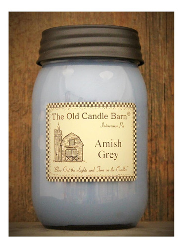 Vela De Jarra De 16 Oz De Amish Gray - Hecha En Los Estados