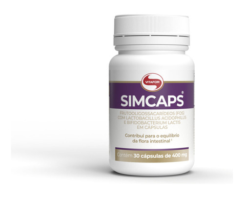 Simcaps Probiótico 2 Cepas 400mg. 30 Cáps Vitafor + Amostras