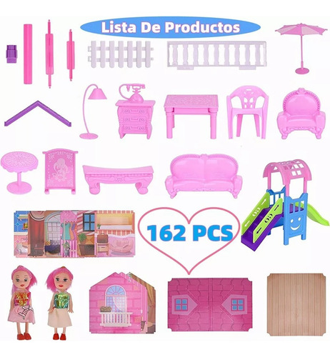 Casita Casa De Muñecas Con Muebles Castillo De Princesa Diy