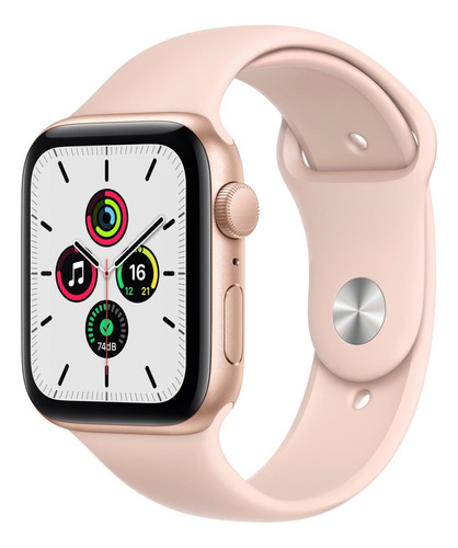 Imagen 1 de 9 de Apple Watch SE (GPS, 44mm) - Caja de aluminio color oro - Correa deportiva Rosa arena