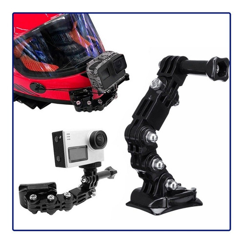 Imagen 2 de 7 de Soporte Casco Moto Frontal Para Gopro Chin Mount 4 Segmentos
