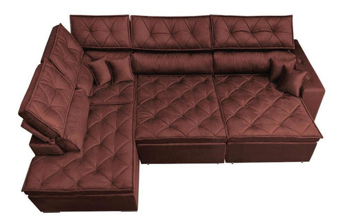 Sofa De Canto Retrátil,reclinável Cama Inbox Platinum Vinho Cor Bordô Desenho Do Tecido Liso