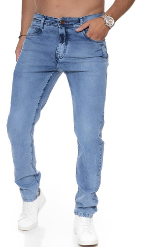 Calça Jeans Masculina Marmorizada Plus Size Moda Casual
