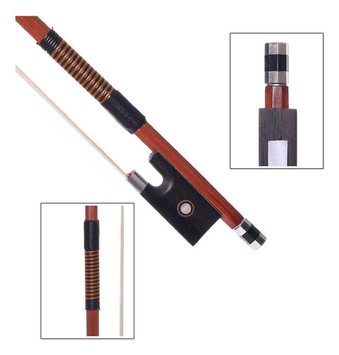 Arco De Violín Tamaño 4/4 Palo Octogonal, Rana De Ébano Y
