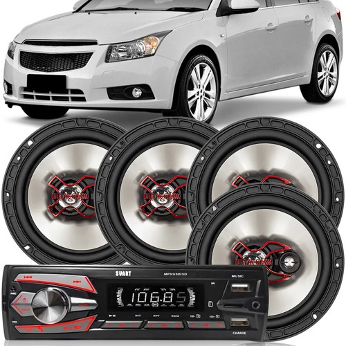 Kit Auto Falante Bravox Cruze 12 A 2022 Radio Bluetooth Mp3