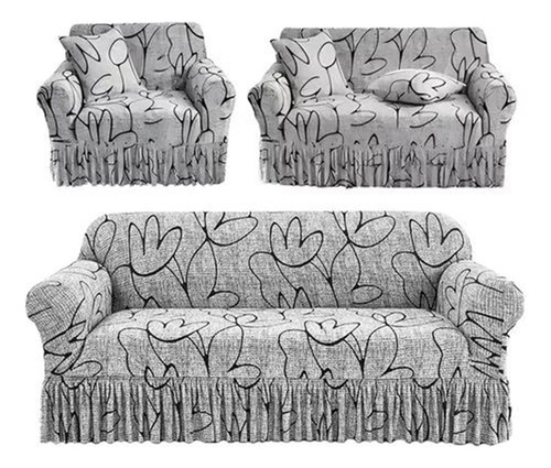 Protector Cubre Sofa Fundas Elástico Lavable Ajustable Gris-loto Vegetariano Lisa S-asiento Individual
