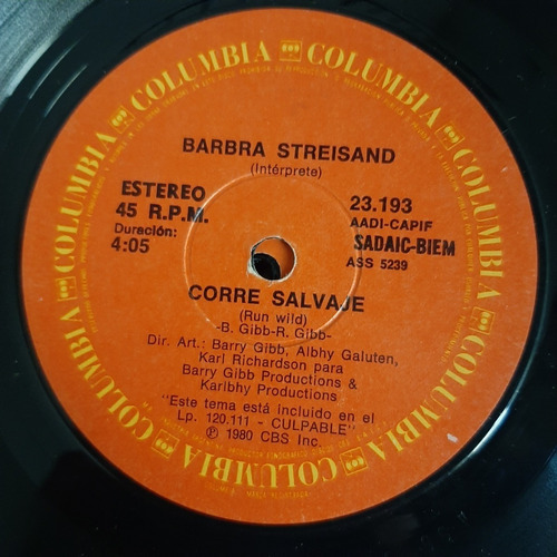 Simple Barbra Streisand Columbia 1980 C18