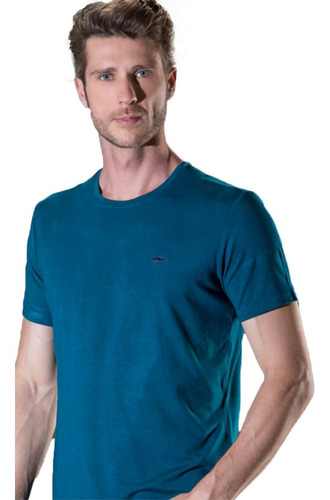 Camiseta Masculina Gola O Básica Sallo Premium Azul Petróleo