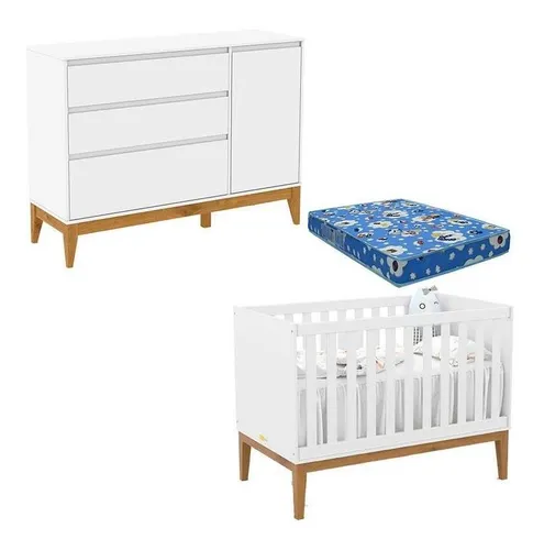 comprar Berço Americano Unique E Cômoda Com Porta Nature Clean