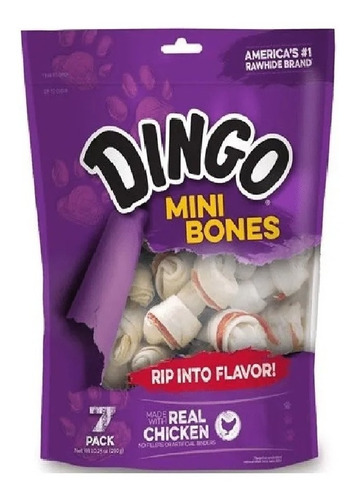 Imagen 1 de 9 de Dingo Mini Pack X7unid - 70gr - Huesos Snack Para Perros 