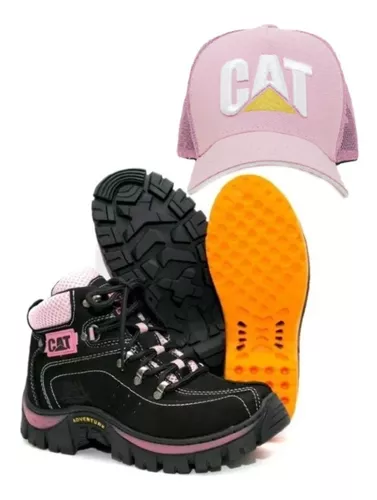 Bota Cat Couro Legitimo + Chinelo+palmilhagel Feminino Rf300