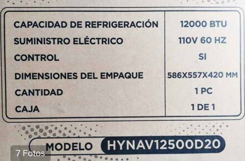 Aire Acondicionado Hyundai 12000 Btu Corriente 110 Voltios