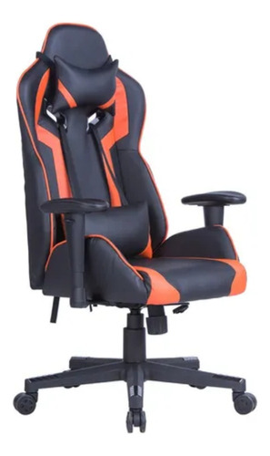 Silla de escritorio Ergonomus Malta sin apoya pies gamer ergonómica  naranja y negra con tapizado de cuero sintético