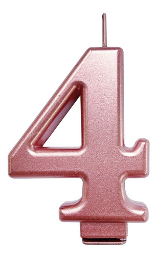 Número 4 - Vela Cromada Metalizada Rose Gold Para Bolo 