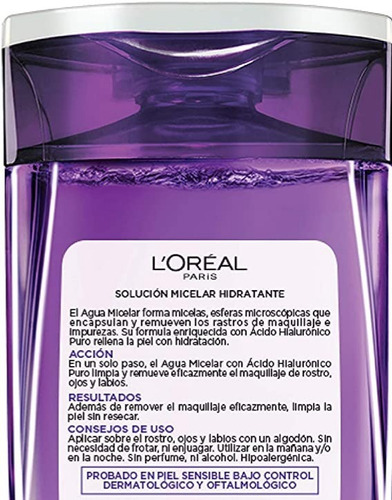 L'oreal Paris Agua Micelar Acido Hialuronico Puro 200ml Hidr