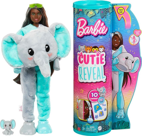 Barbie Cutie Reveal Muñeca Disfraz Elefante Sorpresas Jungla