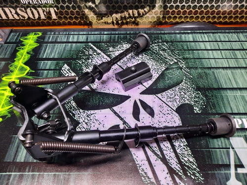 Imagem 3 de 5 de Airsoft Bipe Harris Em Metal + Adaptador Trilho 22mm