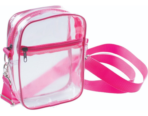 Bolsa Shoulder Bag Transparente E Pink De Ombro Feminina