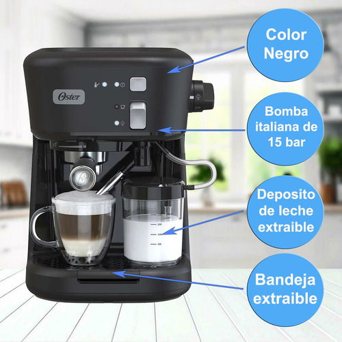 Combo Desayuno Cafetera Expresso Oster Con Molinillo Atma Negro