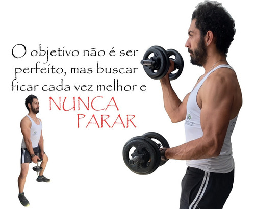 Kit 20kg Com Barras E Anilhas P/ Musculação Halter Roscas