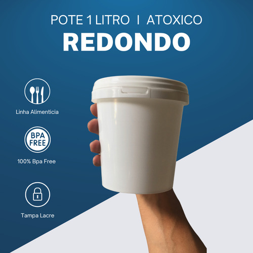 Pote 1l Com Tampa Para Margarina - Kit 500 Pçs