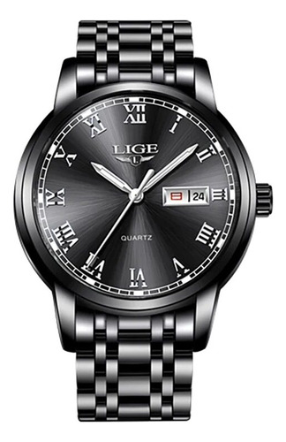 Reloj De Hombre Lige Fashion Sports Quartz Full Steel Negro