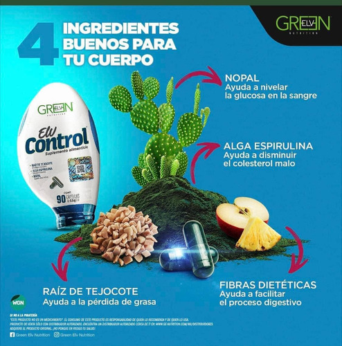 Elv Control Green - 90 Caps - Raiz De Tejocote - Original