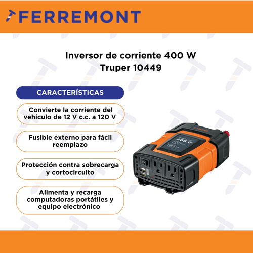 Inversor De Corriente 400 W Truper 10449