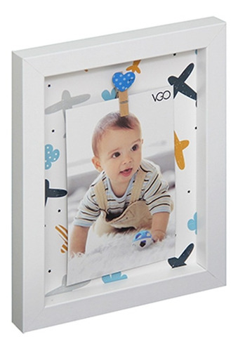 Portarretratos Con Broches Infantil Deco Foto 10x15/13x18cm Color Blanco