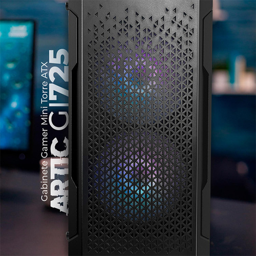 Gabinete Gamer Balam Rush Artic Gi725 M-atx Mini Torre 3 Fan Cristal Templado Negro Br-936118