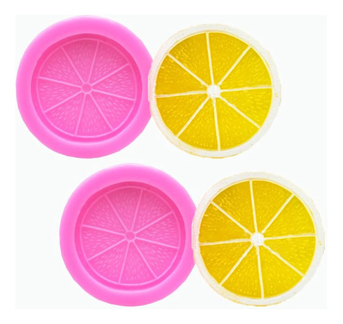 2pcs Lemon Slice Orange Fruit Piece Silicone Molds Set For D