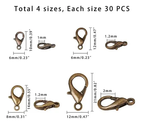 1box Zinc Alloy Lobster Claw Clasps Antique Bronze Antique Bronze