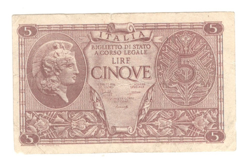 Billete Italia 5 Liras (1944)