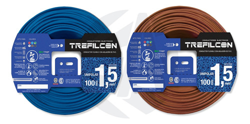 Cable Trefilcon 1.5mm Pack X2 Rollos 100mt Celeste+marron Ea