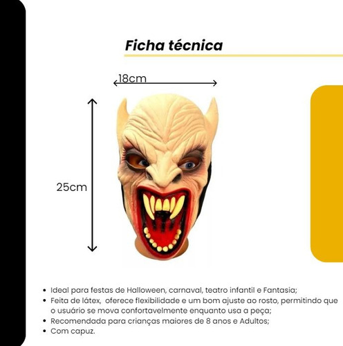 Máscara Látex Gárgula Demônio Com Presas Orelha Pontuda Bege