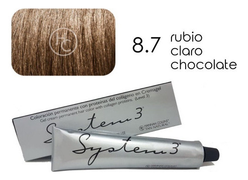 Tintura System 3 Coloracion Permanente 60 G Tono 8.7 Rubio Claro Chocolate