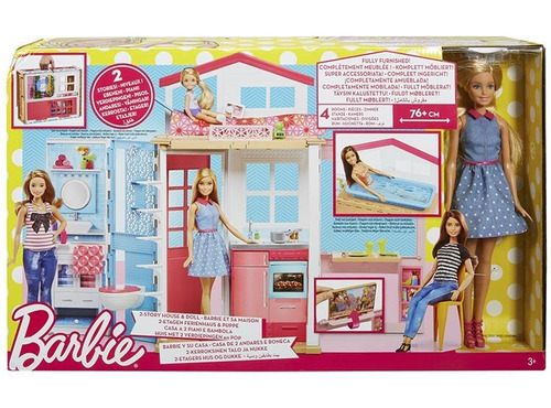 Set De Juego Barbie Casa Glam 2pisos Muñeca Mas Accesorios